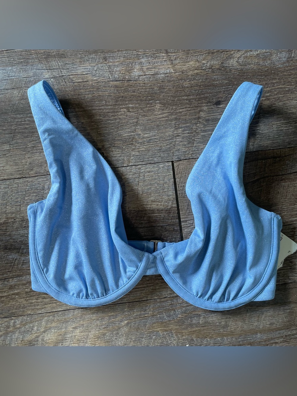 NWT Abercrombie & Fitch Light Blue Shimmer Underwire Bikini Top